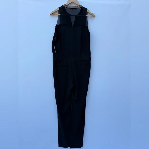 Rachel Rachel Roy Black Sleeveless Jumpsuit Gold Stud Trim Straight Leg Sz 2 NWT - Picture 5 of 16